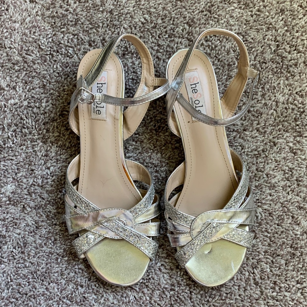 Shimmering Silver Heels